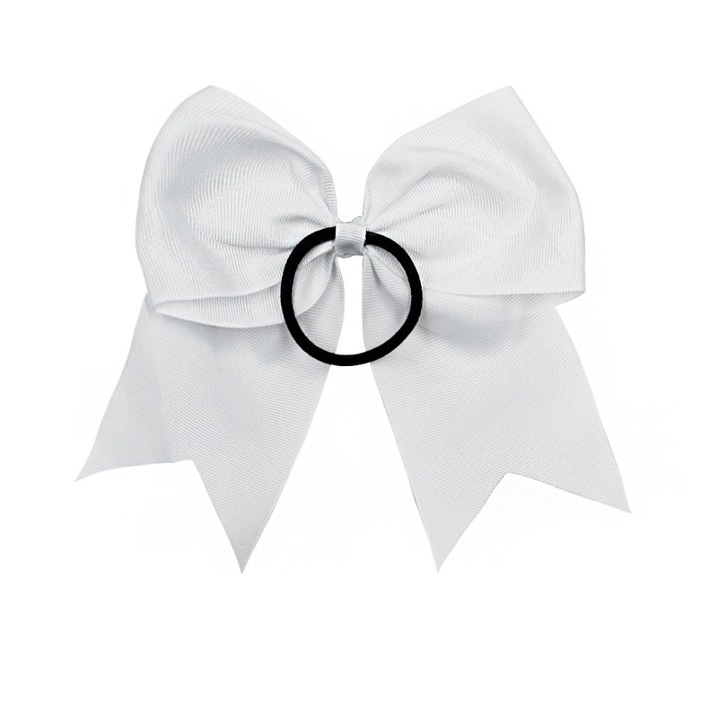 DEEKA 12PCS 8" Large Cheer Hair Bows Ponytail Holder Handmade for Teen Girls Softball Cheerleader Sports-White - Image 4